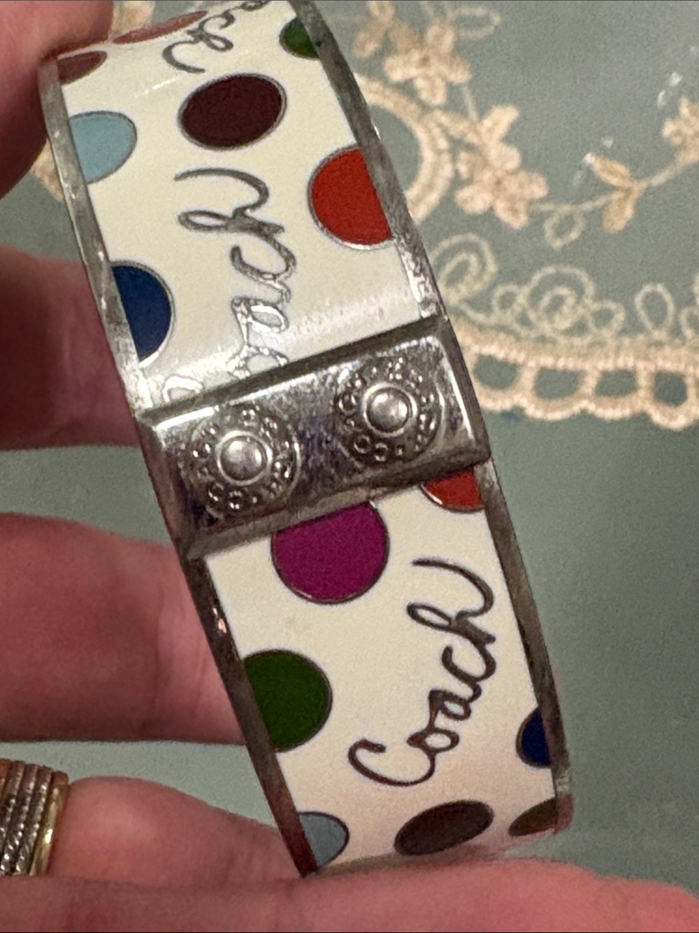 Coach polka dot bangle bracelet vintage
